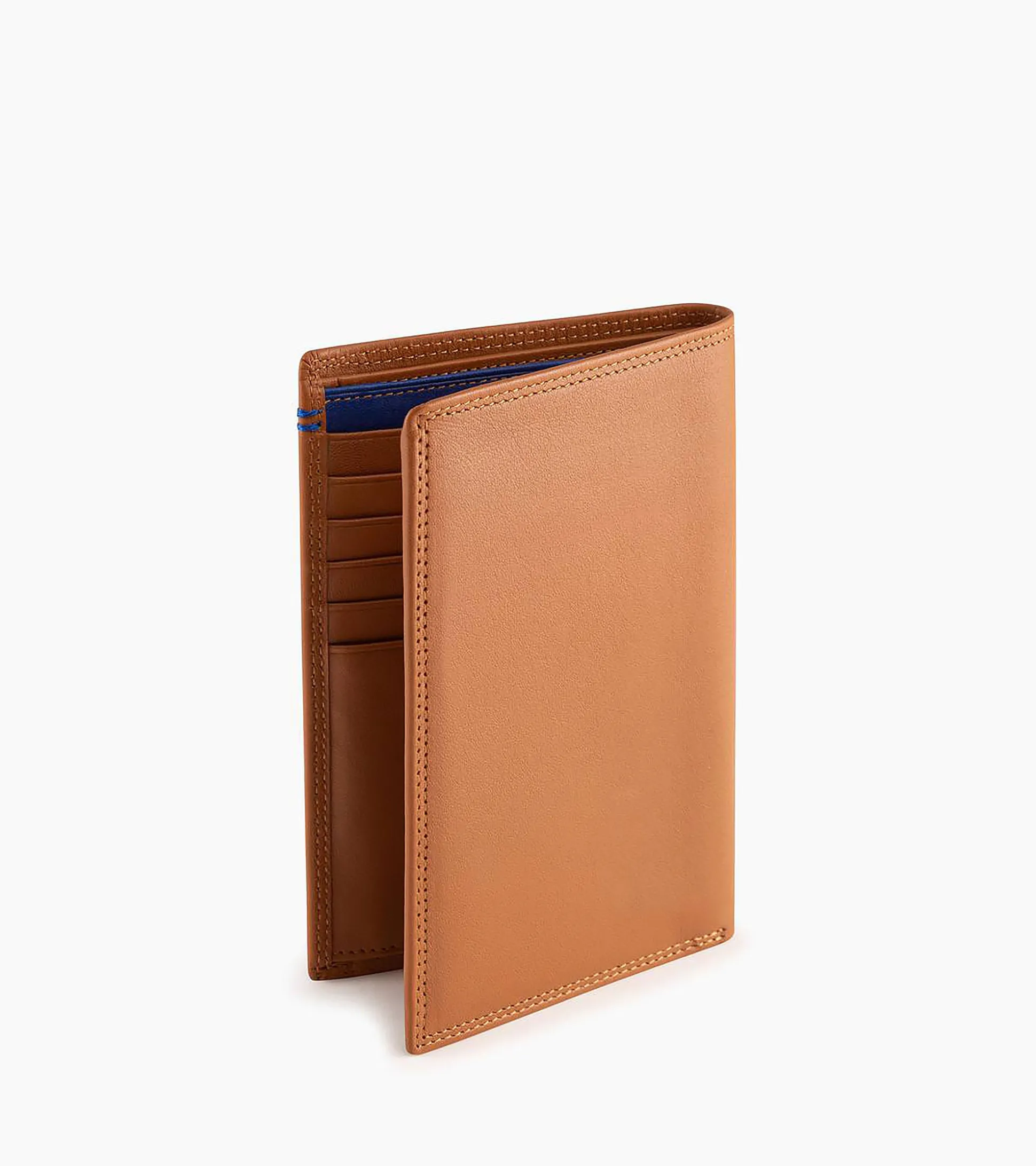 Grand portefeuille vertical zippé 2 volets Martin en cuir lisse - Brown Tan