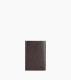 Grand portefeuille vertical zippé 2 volets Charles en cuir grainé - Brown Coffee Chalk White