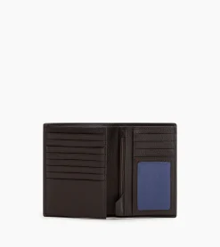 Grand portefeuille vertical zippé 2 volets Charles en cuir grainé - Brown Coffee Chalk White
