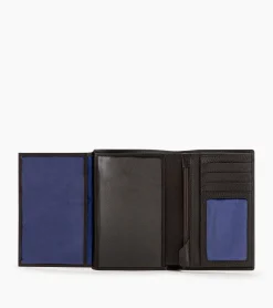 Grand portefeuille vertical zippé 2 volets Charles en cuir grainé - Brown Coffee Chalk White