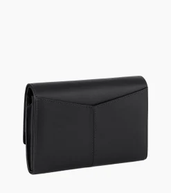 Grand portefeuille zippé Charlotte en cuir lisse - Black