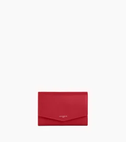 Grand portefeuille zippé Charlotte en cuir lisse - Garnet red