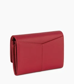 Grand portefeuille zippé Charlotte en cuir lisse - Garnet red