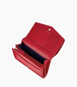 Grand portefeuille zippé Charlotte en cuir lisse - Garnet red