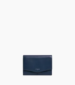Grand portefeuille zippé Charlotte en cuir lisse - Twilight Blue