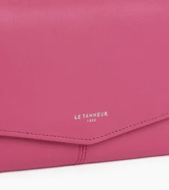 Grand portefeuille zippé Charlotte en cuir lisse - Pink Fuxia