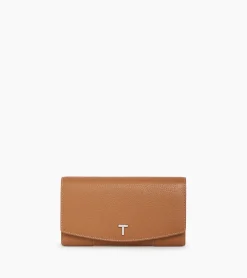Grand portefeuille zippé Romy en cuir grainé - Brown Tan