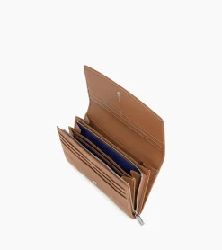 Grand portefeuille zippé Romy en cuir grainé - Brown Tan