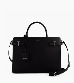 Grand sac à main Emilie en cuir signature T - Black