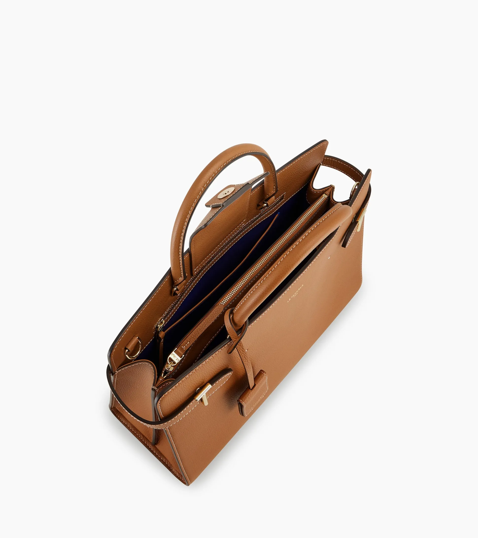 Grand sac à main Emilie en cuir grainé - Brown Tan