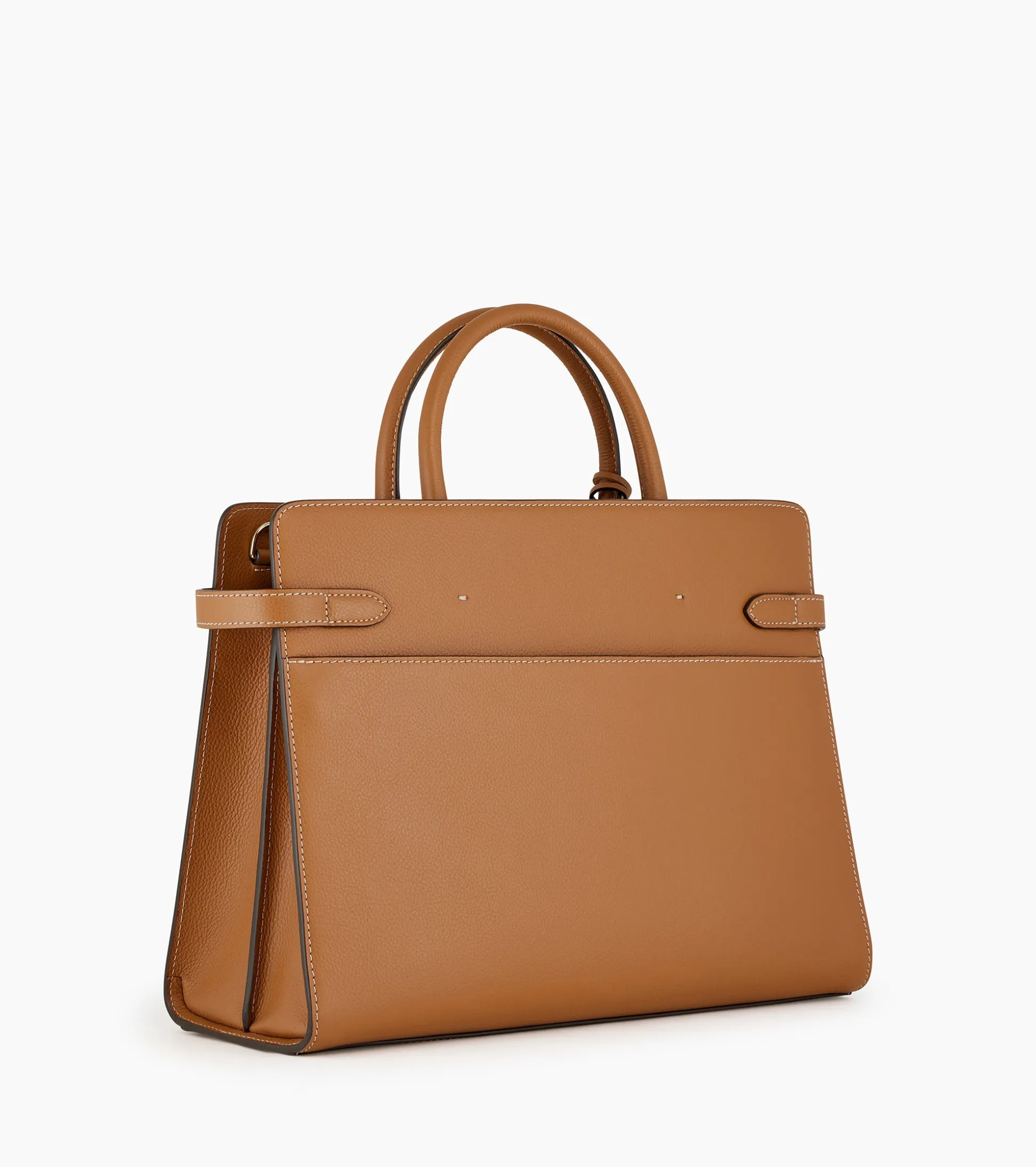 Grand sac à main Emilie en cuir grainé - Brown Tan