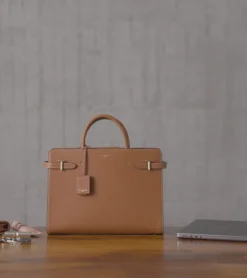 Grand sac à main Emilie en cuir grainé - Brown Tan