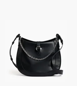 Grand sac bandoulière Pia en cuir lisse - NOIR 1