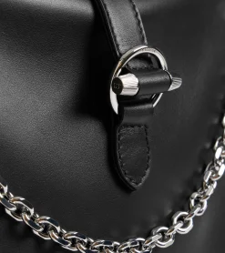 Grand sac bandoulière Pia en cuir lisse - NOIR 1