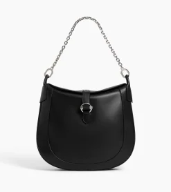 Grand sac bandoulière Pia en cuir lisse - NOIR 1