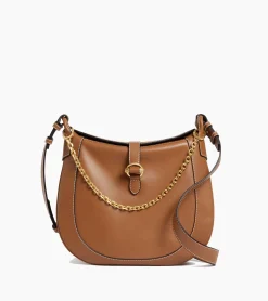 Grand sac bandoulière Pia en cuir lisse - TAN