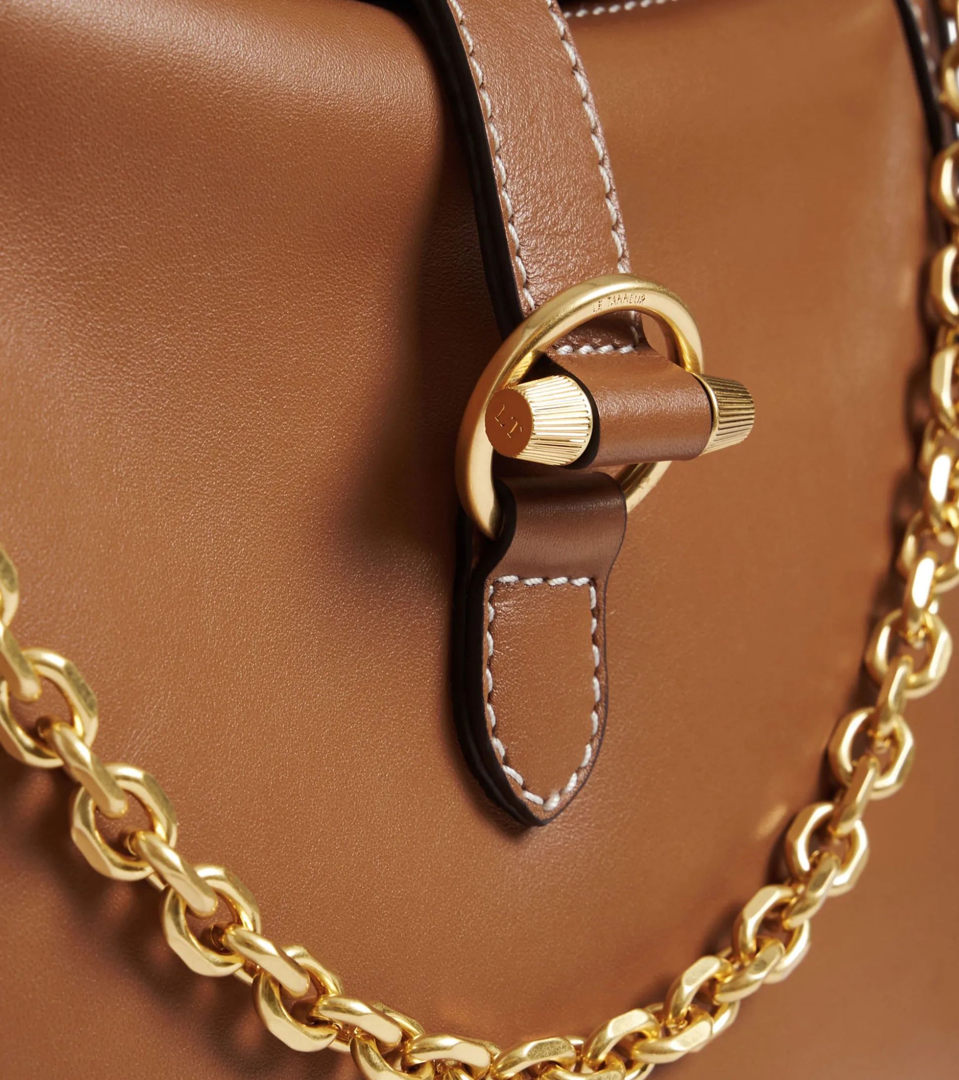 Grand sac bandoulière Pia en cuir lisse - TAN