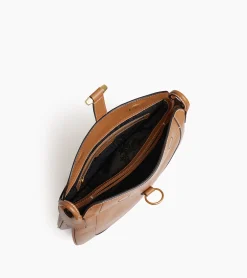 Grand sac bandoulière Pia en cuir lisse - TAN