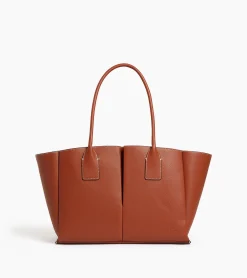 Grand sac cabas Elena en cuir grainé - ACAJOU 1