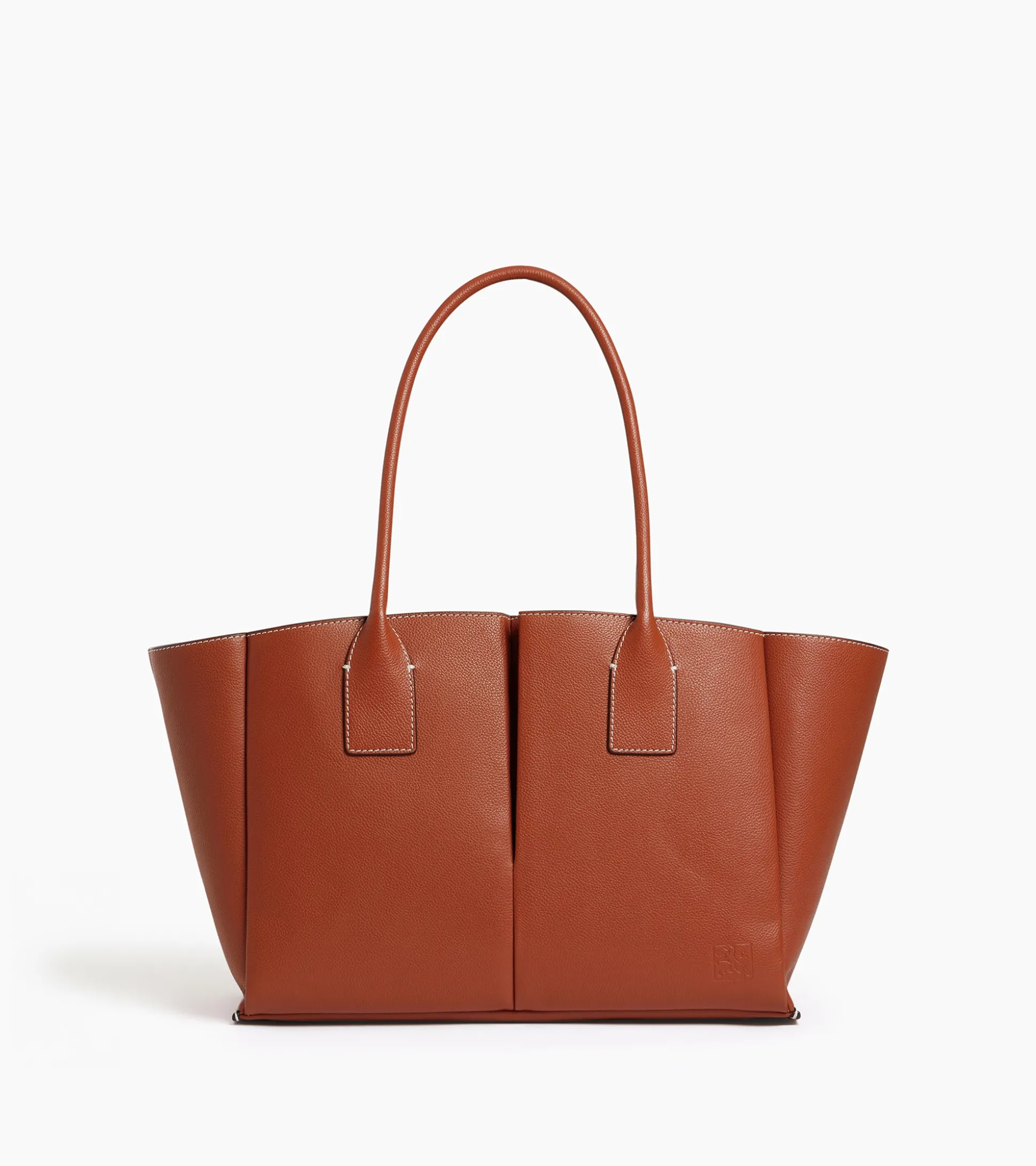 Grand sac cabas Elena en cuir grainé - ACAJOU 1