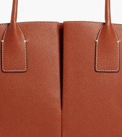 Grand sac cabas Elena en cuir grainé - ACAJOU 1