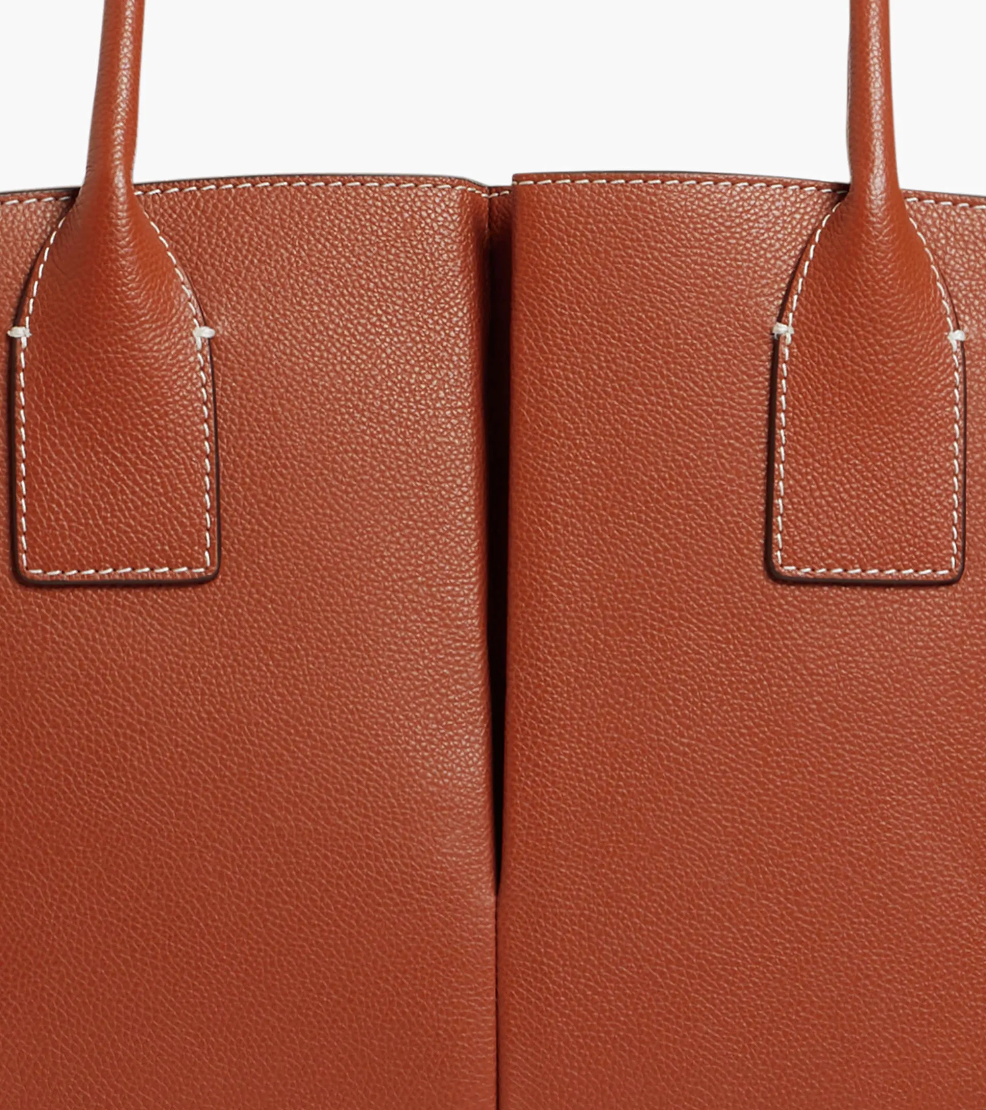 Grand sac cabas Elena en cuir grainé - ACAJOU 1