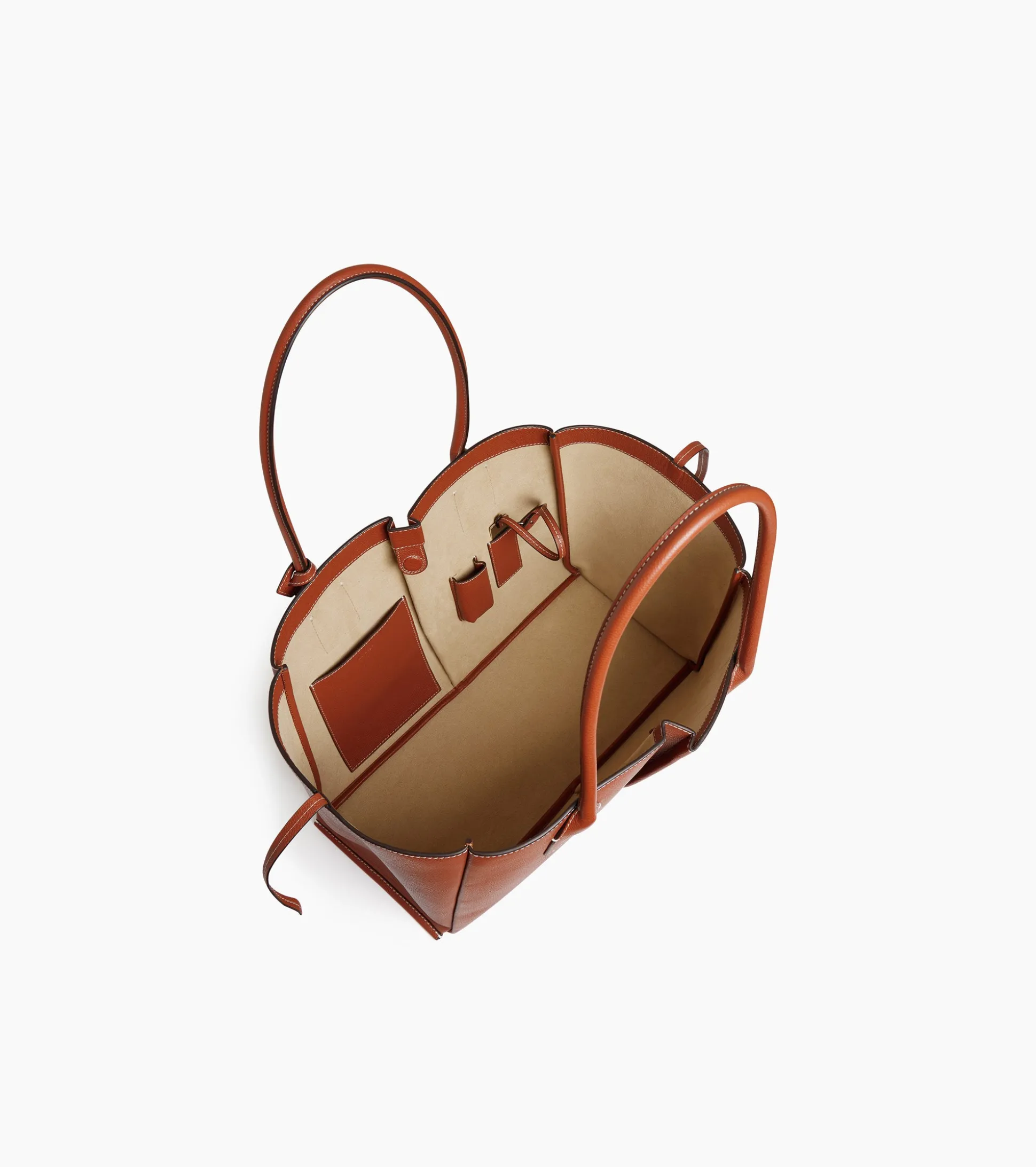 Grand sac cabas Elena en cuir grainé - ACAJOU 1