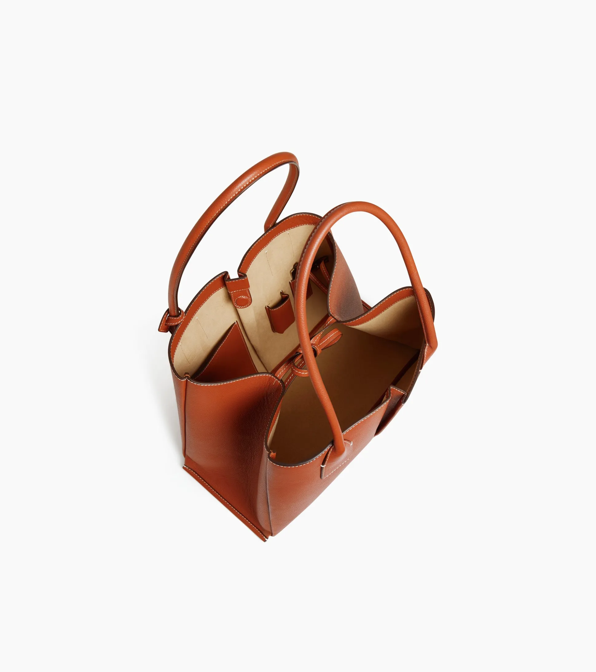 Grand sac cabas Elena en cuir grainé - ACAJOU 1