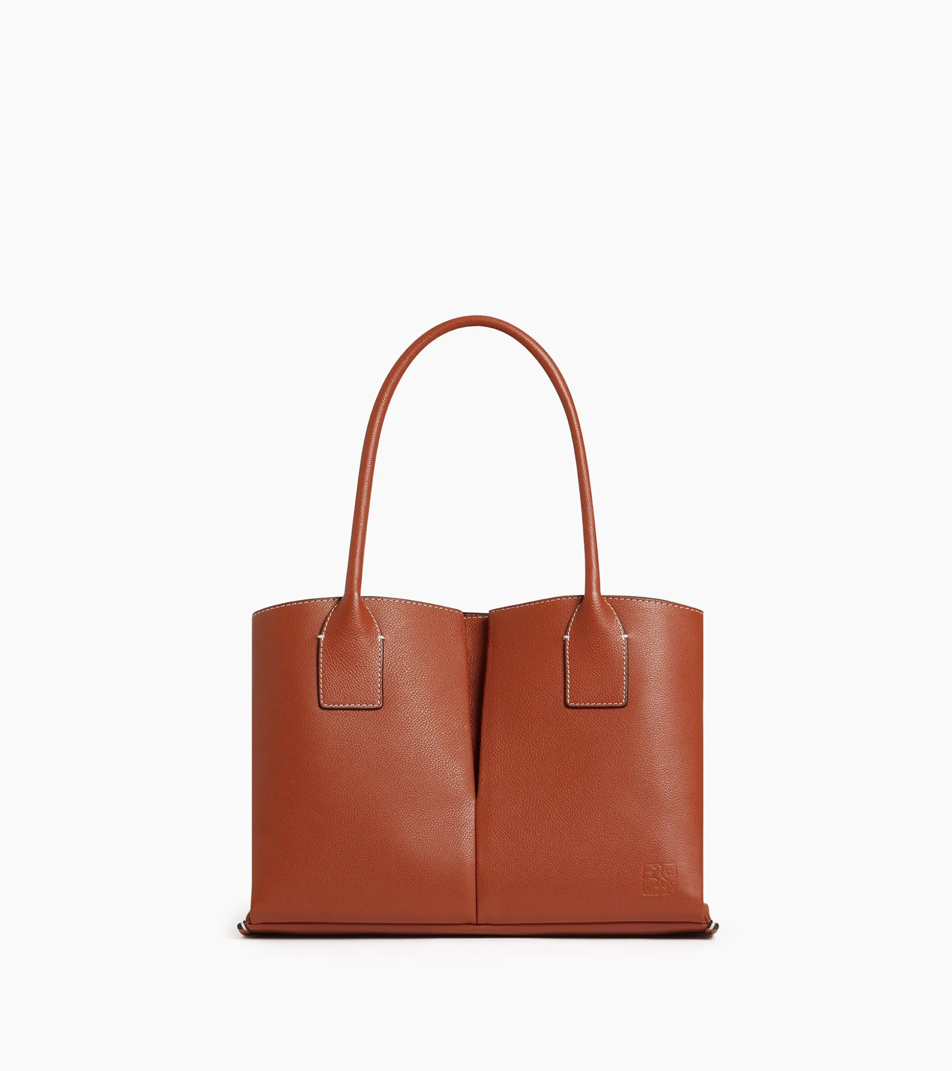 Grand sac cabas Elena en cuir grainé - ACAJOU 1