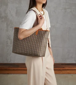 Grand sac cabas horizontal Camille en toile monogramme - Imprimé Marron
