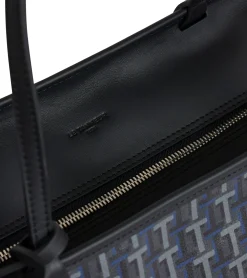 Grand sac cabas horizontal Camille en toile enduite - SIGNATURE LT NOIR-NOIR