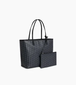 Grand sac cabas horizontal Camille en toile enduite - SIGNATURE LT NOIR-NOIR