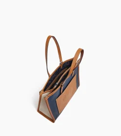 Grand sac cabas Le 125 en cuir grainé - Blue Twilight Brown Tan White Chalk