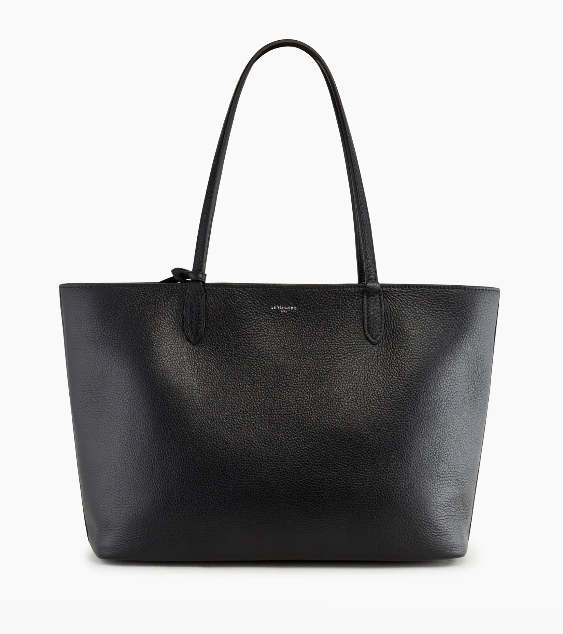Grand sac cabas Louise en cuir grainé - Black Le Bleu