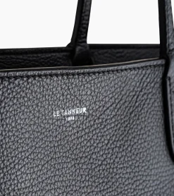 Grand sac cabas Louise en cuir grainé - Black Le Bleu