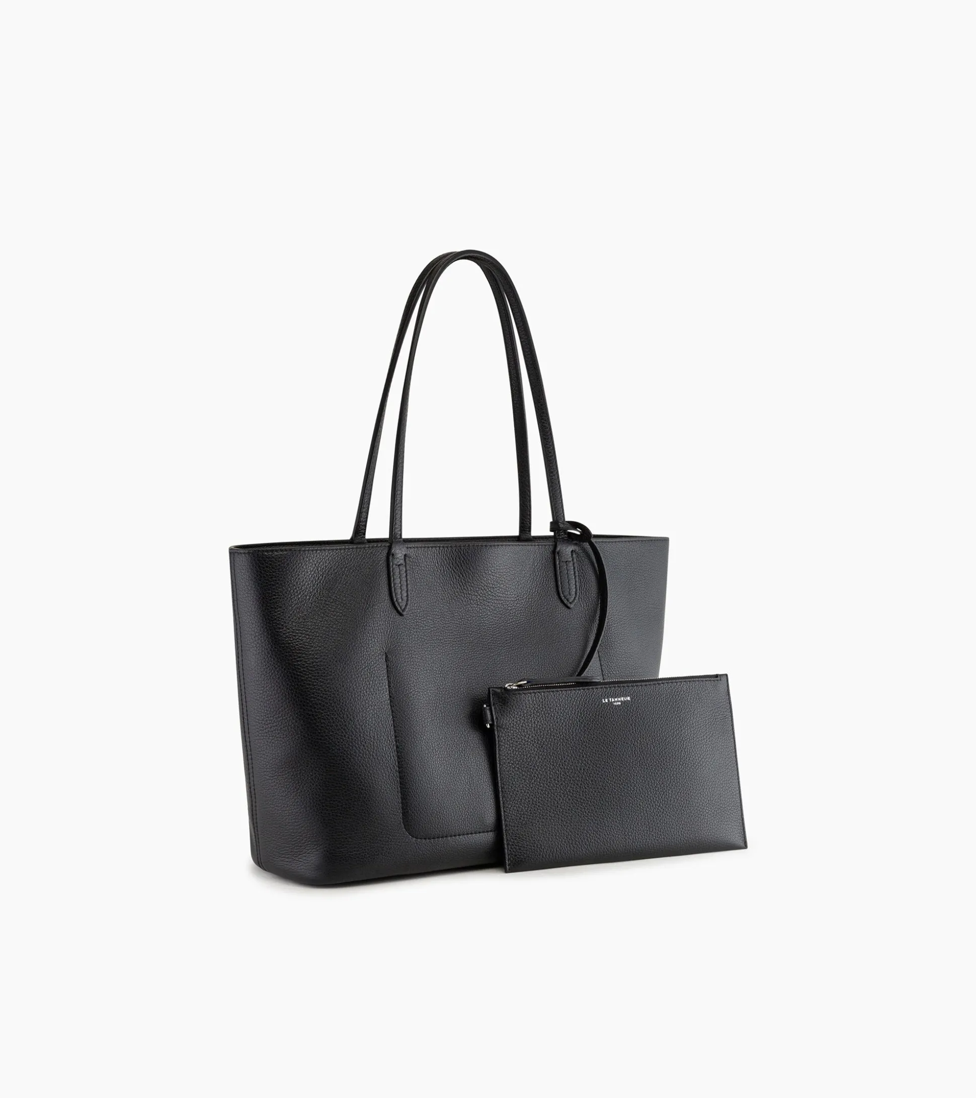Grand sac cabas Louise en cuir grainé - Black Le Bleu