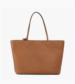 Grand sac cabas Louise en cuir grainé - Brown Tan Twilight Blue