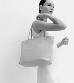 Grand sac cabas Louise en cuir grainé - Brown Tan Twilight Blue