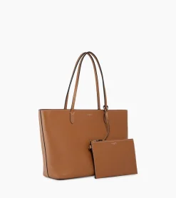 Grand sac cabas Louise en cuir grainé - Brown Tan Twilight Blue