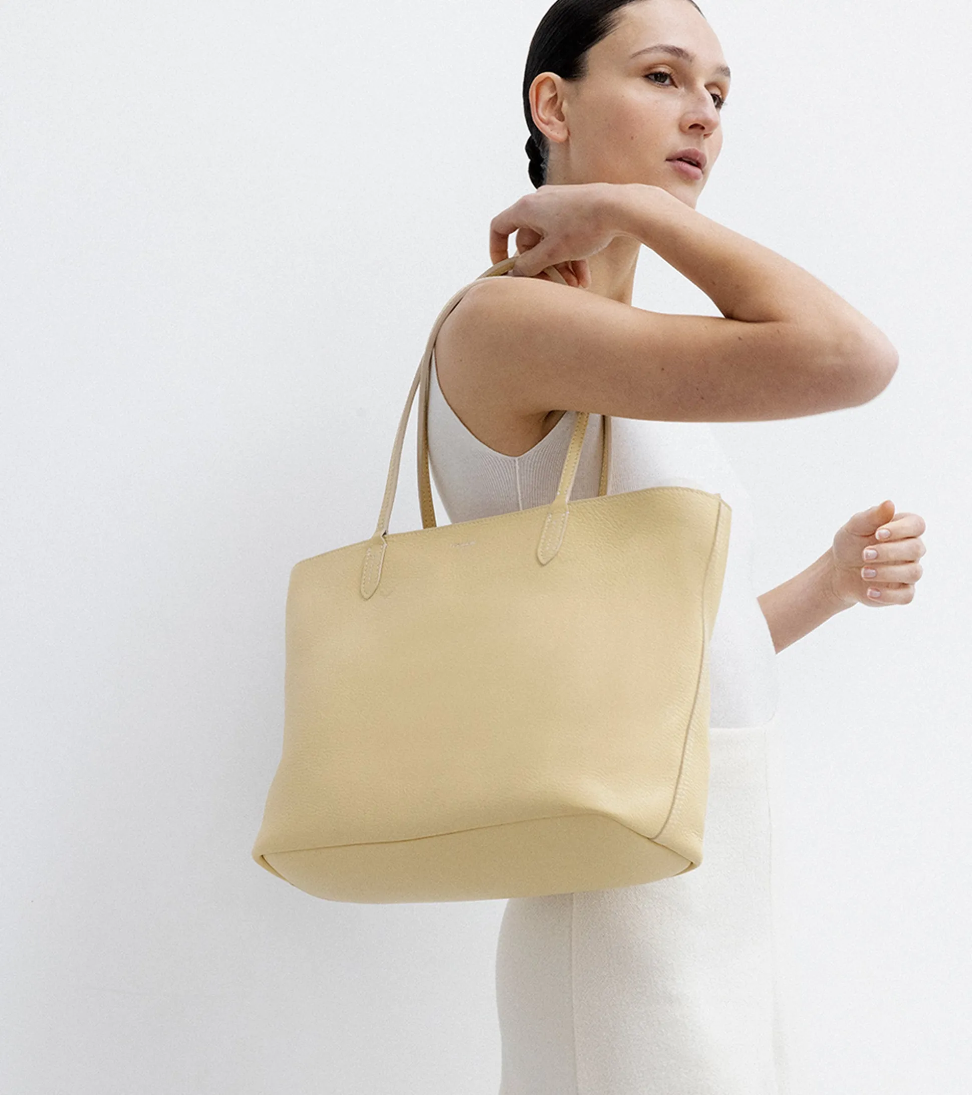 Grand sac cabas Louise en cuir grainé - AURORE-GREGE