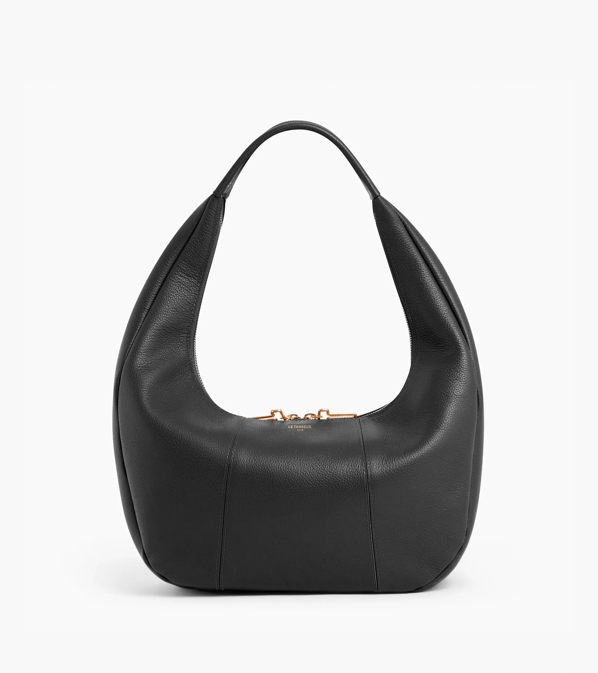 Grand sac hobo Juliette en cuir grainé - Black
