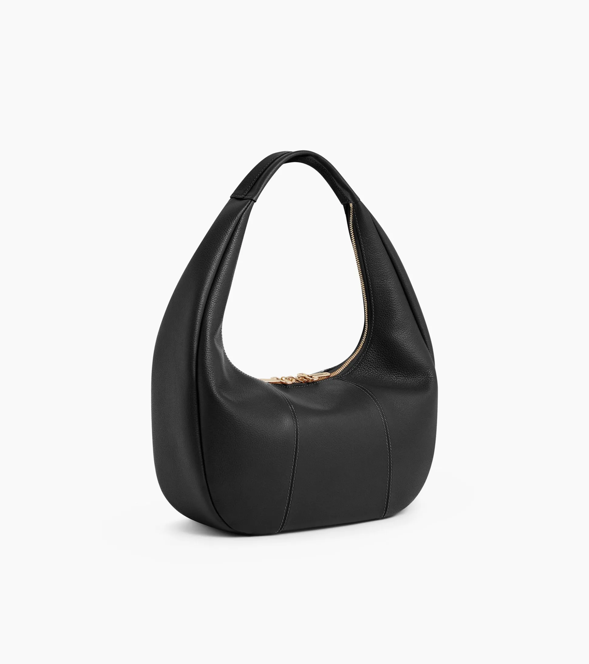 Grand sac hobo Juliette en cuir grainé - Black