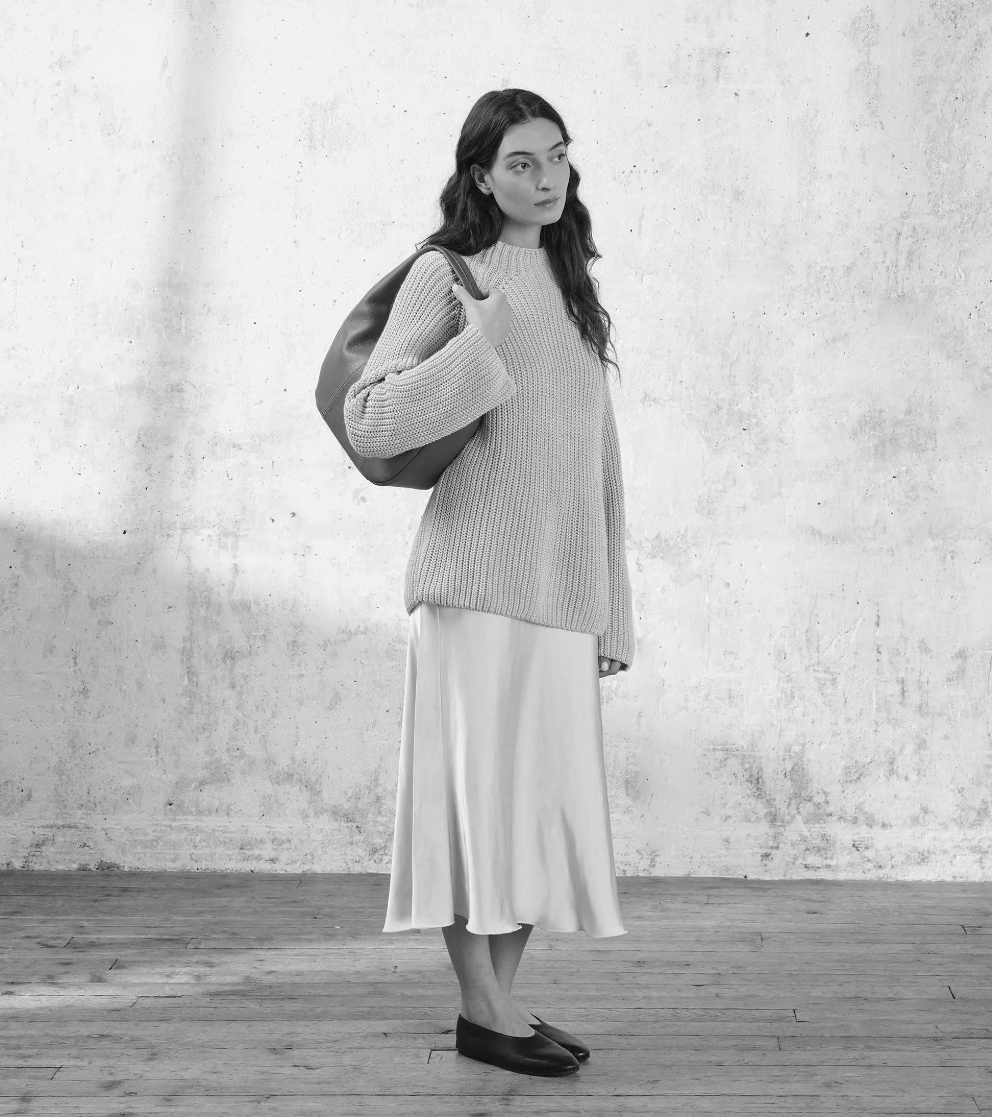 Grand sac hobo Juliette en cuir grainé - Black