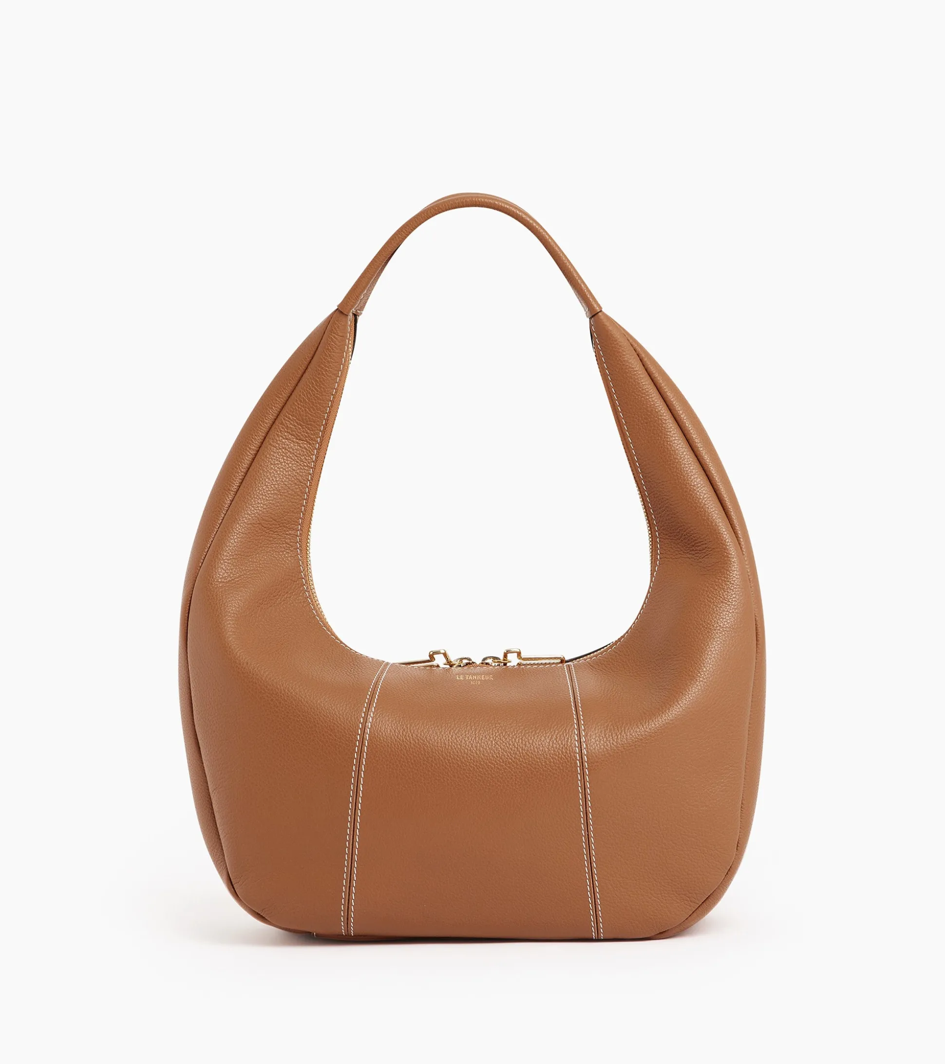 Grand sac hobo Juliette en cuir grainé - Brown Tan