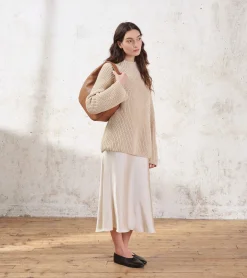 Grand sac hobo Juliette en cuir grainé - Brown Tan