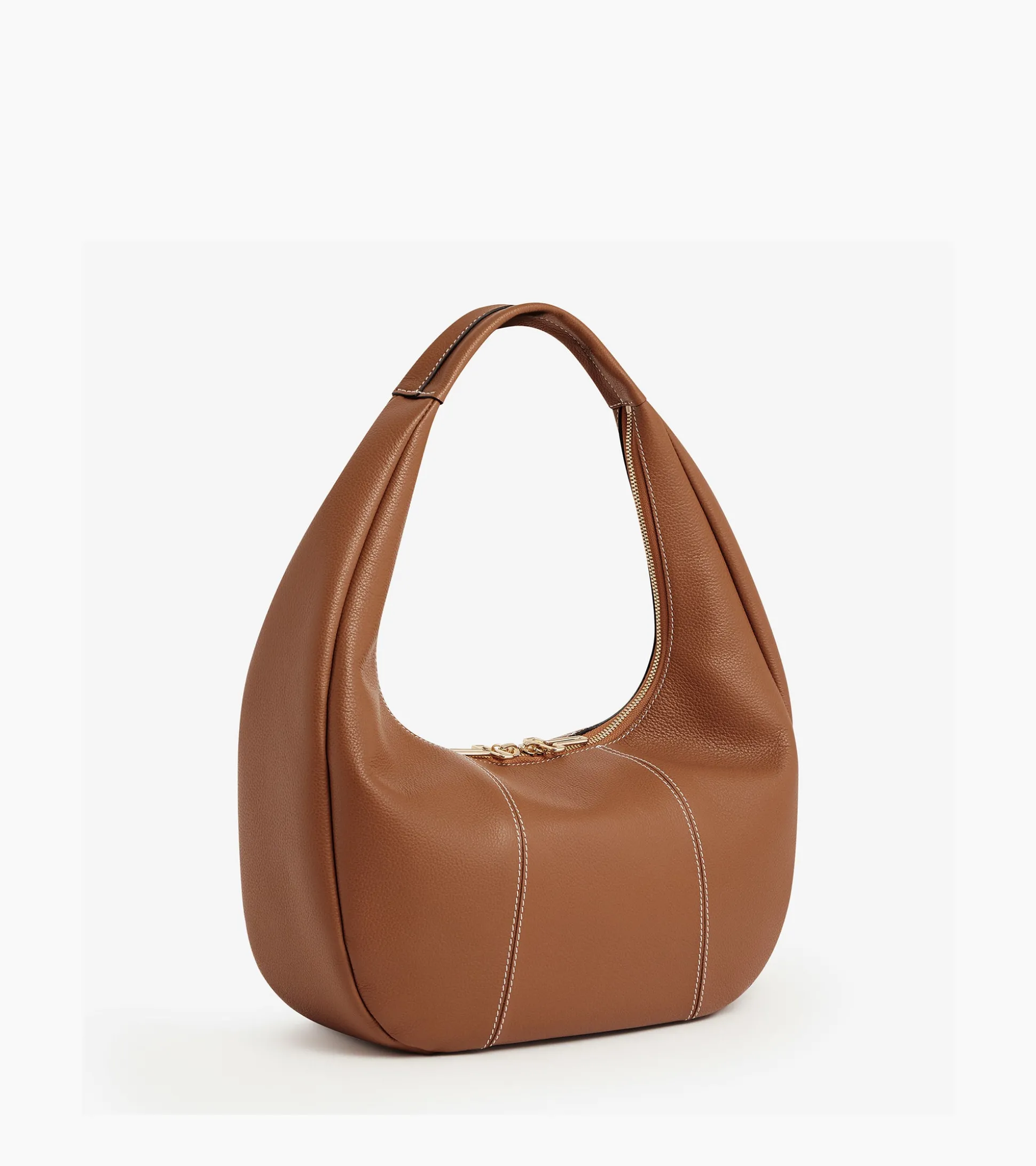 Grand sac hobo Juliette en cuir grainé - Brown Tan