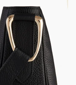 Grand sac hobo Madeleine en cuir grainé - Black