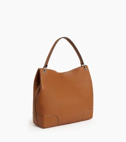 Grand sac hobo Romy en cuir grainé et lisse - Brown Tan