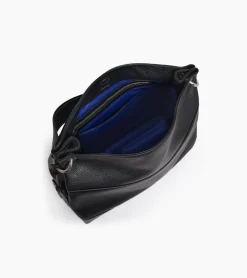 Grand sac hobo Romy en cuir grainé et lisse - Black