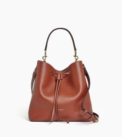 Grand sac seau Louise en cuir grainé - Mahogany Brown Twilight Blue